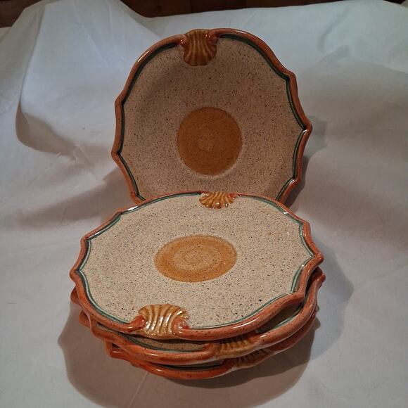 ITALIAN Neiman Marcus Horchow Stoneware Medici Saucers x4 Orange Yellow Blue - Picture 9 of 11